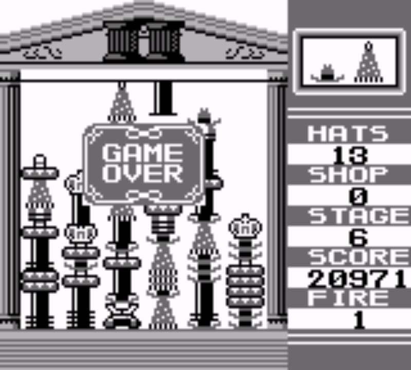 Hatris for the Game Boy in an emulator. GAME OVER